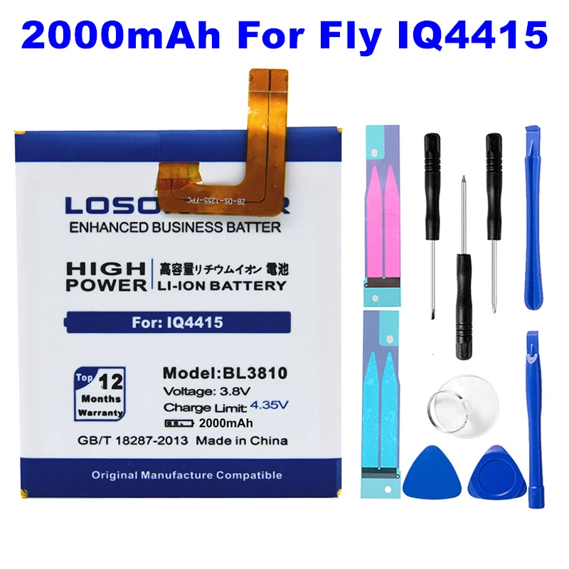 

LOSONCOER 2000 мАч BL3810 Аккумулятор для Fly IQ4415 Quad IQ 4415 литий-ионный полимерный аккумулятор