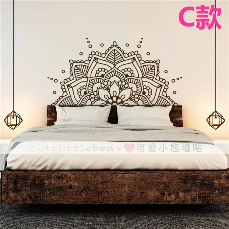 C style black Наклейка на стену с изображением мандалы, Декор для дома, съемная Виниловая наклейка для медитации, йоги, Настенная роспись для гостиной, спальни - Цвет: C style black