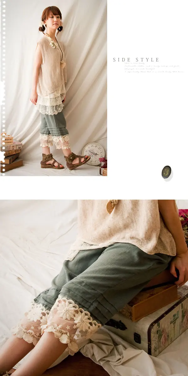 ЯПОНСКИЕ ВИНТАЖНЫЕ богемные Брюки Broeken в стиле хиппи бохо с вышивкой на шнуровке