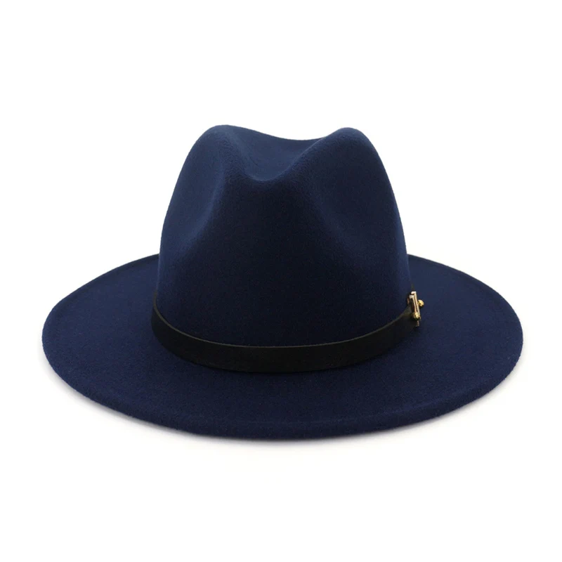 Осень-зима широкий плоский Brim Wool Fedora Шапки с поясом Европейский США Мода Джаз Формальные Top Hat вводная черный Кепки для для мужчин Для женщин