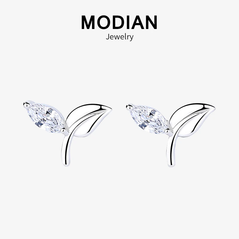 Modian очаровательные модные милые серьги из листьев Классический 100% 925