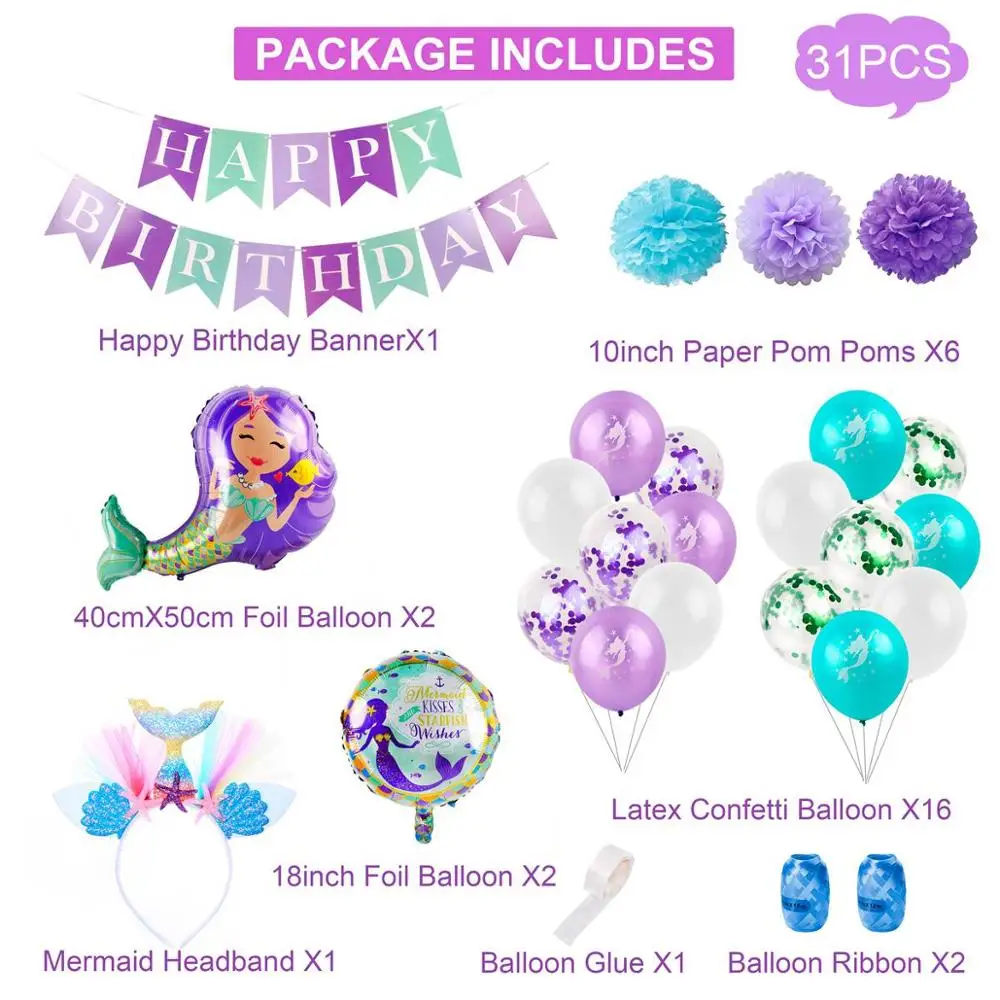 Mermaid Balloon Русалка декоративные принадлежности для вечеринок латексные воздушные шары украшения на день рождения детский душ декор плакат с русалкой вечерние аксессуары - Цвет: Mermaid Balloon