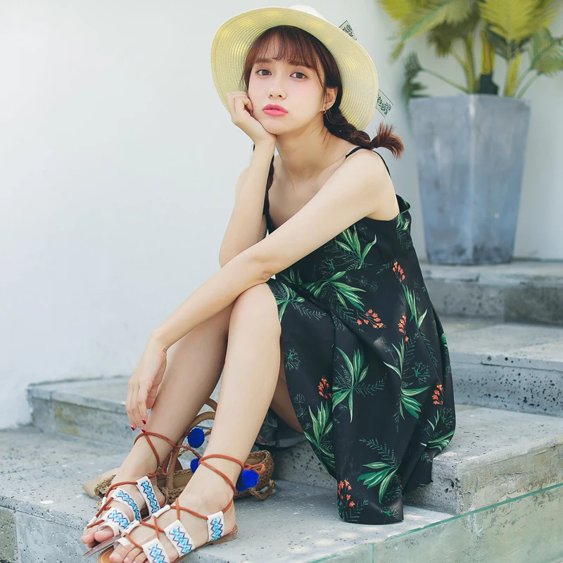 Женское пляжное платье длинное повседневное с цветочным принтом | Женская одежда