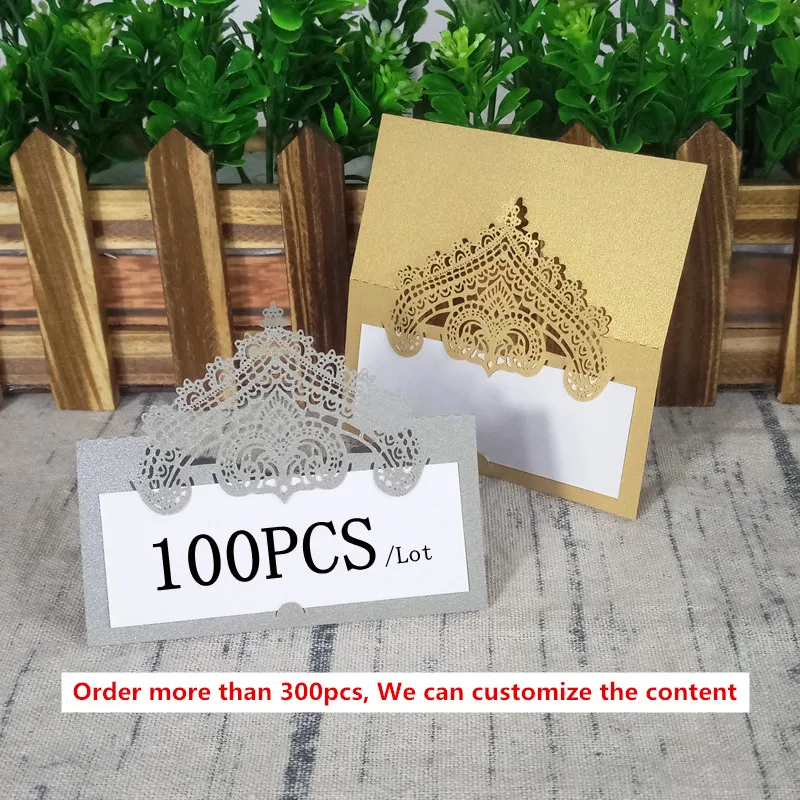 Новая карта 100 шт Корона из бумаги лоза лазерная резка карточка с именем и местом свадьба празднование Дня Рождения вечерние стол карточное украшение Новое поступление 5ZZ49