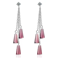 new exquisite fairy shaped silver plated jewelry long tassel crystal geometric irregularity dangle earrings xze168