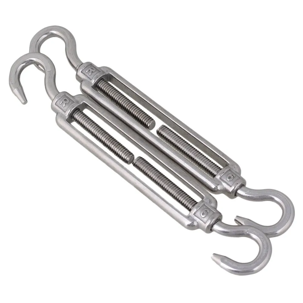 

304 Stainless Steel European Style s hook clasp Hook & Hook Turnbuckles Adjustable Wire Rope Tensioners Silver 1pcs M6