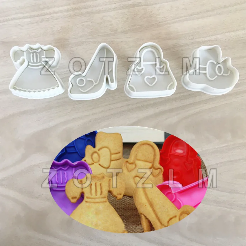 4 шт./компл. леди серии Пластик режущие инструменты для печенья мастики форма