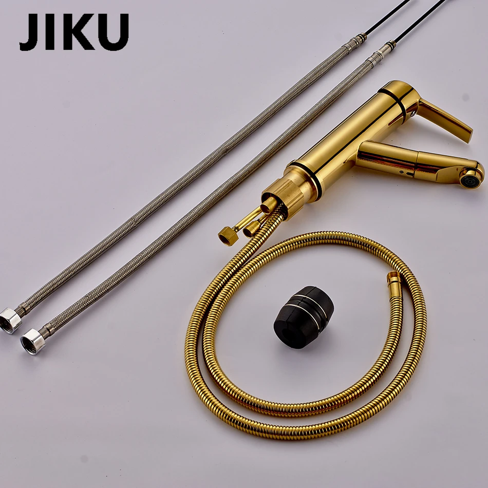 JIKU Роскошный розовый золотой кран для ванной комнаты с одной ручкой Смеситель кран на бортике кран горячей и холодной воды раковина латунный кран