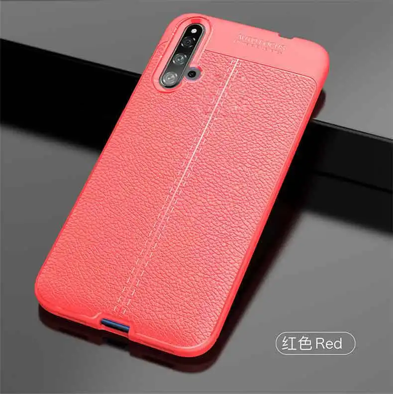 Для Honor 20 Чехол кожаный Стильный чехол прочный ТПУ чехол для телефона для Huawei Honor 20 Pro чехол 360 полная защита противоударный бампер - Цвет: Красный