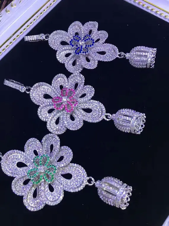 

2pcs 60-80mm Link Connector CZ Micro Pave Diamond paved Clasps Jewelry findings Micro Pave fluorial dragon oval crown Brass conn