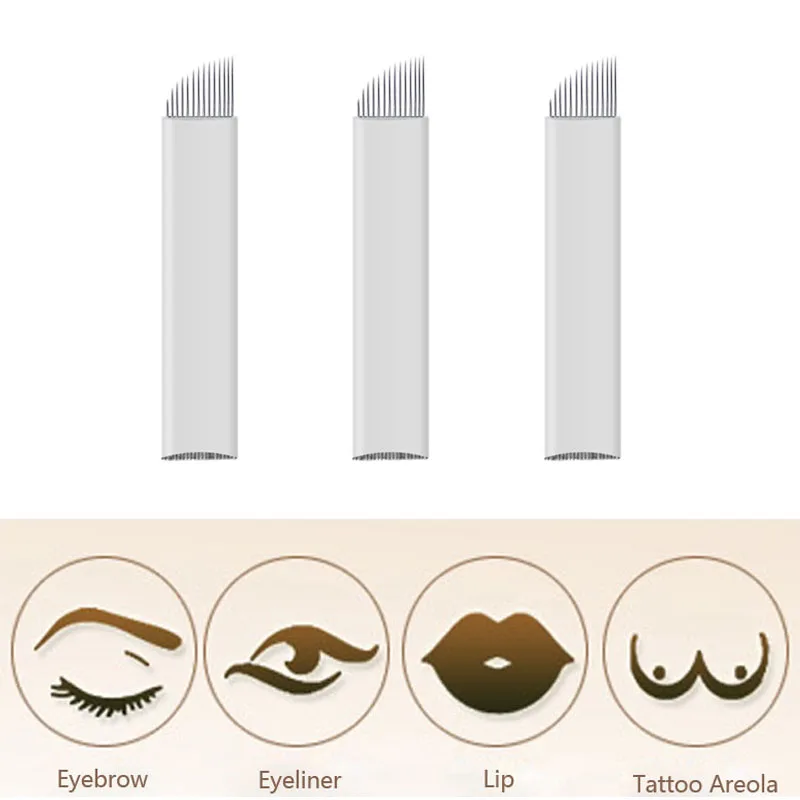 

Лезвие для татуировки, 14 игл, острый Перманентный макияж, тату для бровей, микроблейдинг, иглы для 3D вышивки, ручная тату-машинка
