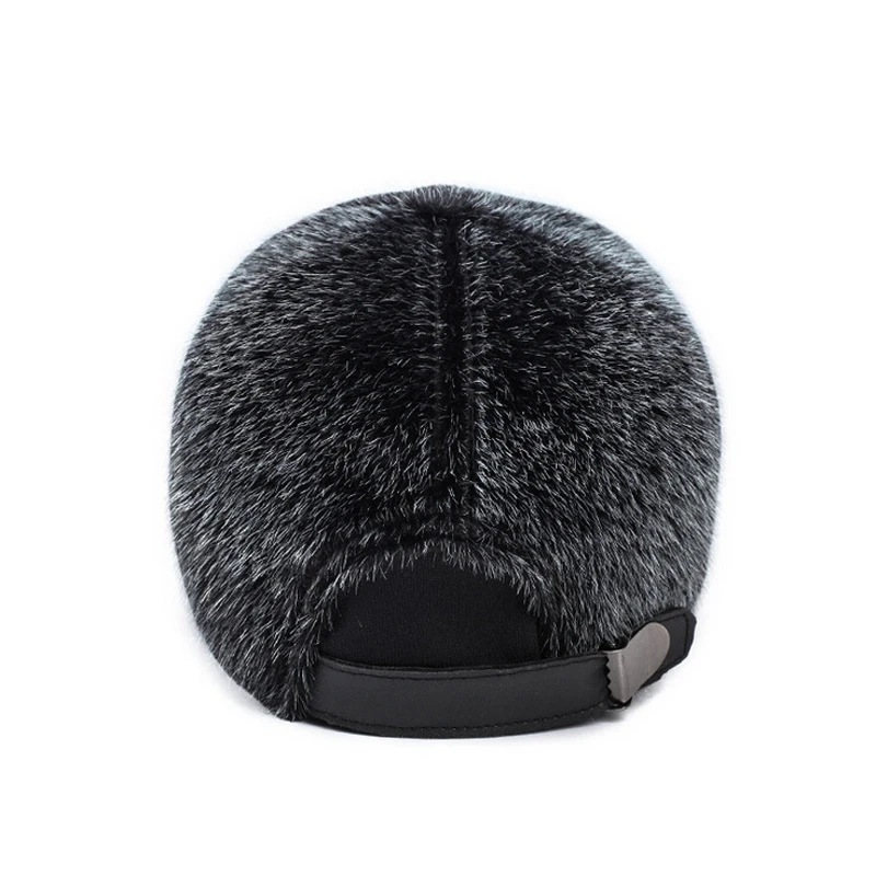 Мужская теплая Бейсболка с козырьком из искусственного меха норки уличная Кепка