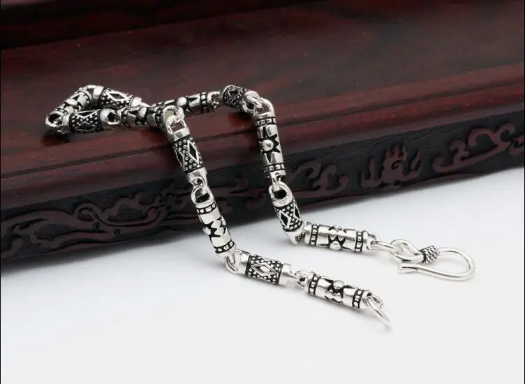 Солидный браслет из стерлингового серебра 925 пробы для мужчин и женщин винтажный