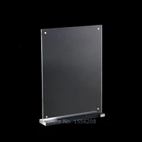 clear double sided viewing acrylic t shaped sign holder 200x100mm picture magnetic photo block