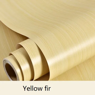 Yellow fir Wallpaper 1 м/2 м водонепроницаемый текстура древесины виниловая обои рулон самоклеющийся контакт бумажные двери шкаф настольная современная мебель декоративная наклейка - Цвет: Yellow fir Wallpaper