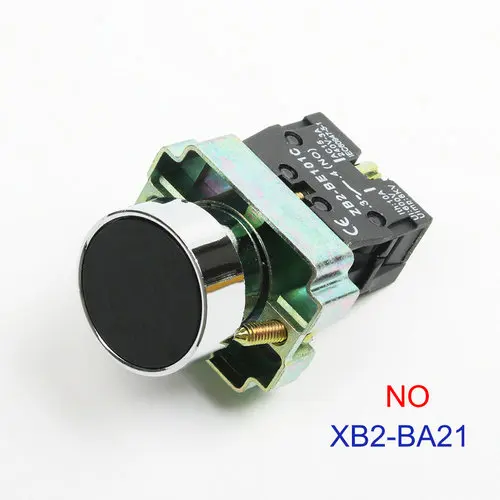 XB2-BA21 XB2-BA11 BA21 BA51 BA61 BA61 BA42 без/NC мгновенный плоский кнопочный переключатель самосброс 22 мм синий красный зеленый черный белый желтый - Цвет: XB2-BA21