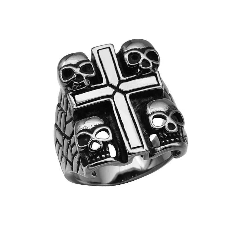 

Punk Stainless Steel Cross Domineering skull men Ring Fashion Jewelry