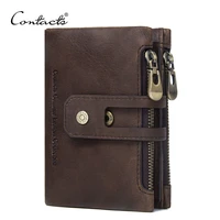 contacts genuine leather men wallet small men walet zipperhasp male portomonee short coin purse brand perse carteira for rfid