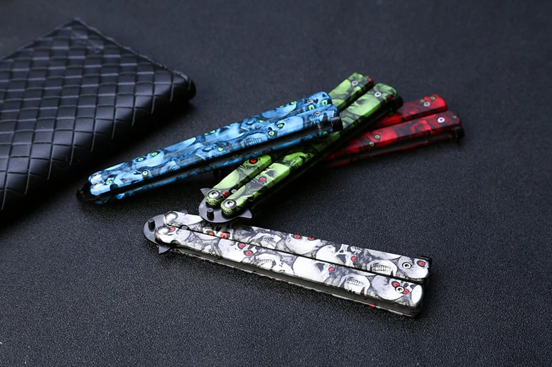 Тренировочный нож из нержавеющей стали с бабочкой Balisong Karambit, складной нож, тренировочный нож, подарок, тупое лезвие, не заточенное, на день рождения