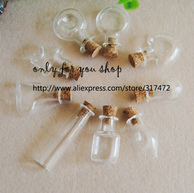 Акция! Смешанная стеклянная подвеска в виде флакона 20 шт./лот бутылочка для