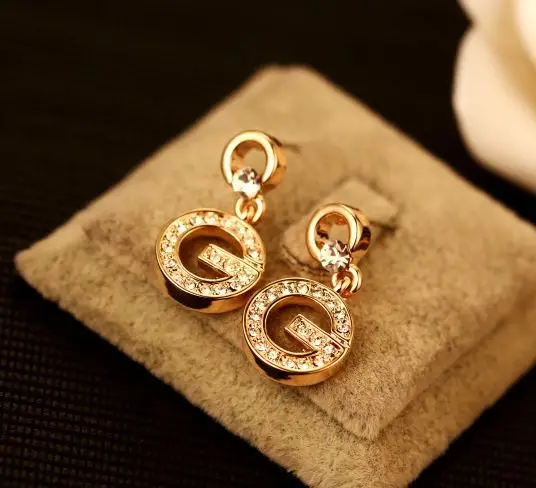 Брендовые Роскошные модные золотые серьги-гвоздики с буквенным принтом большие