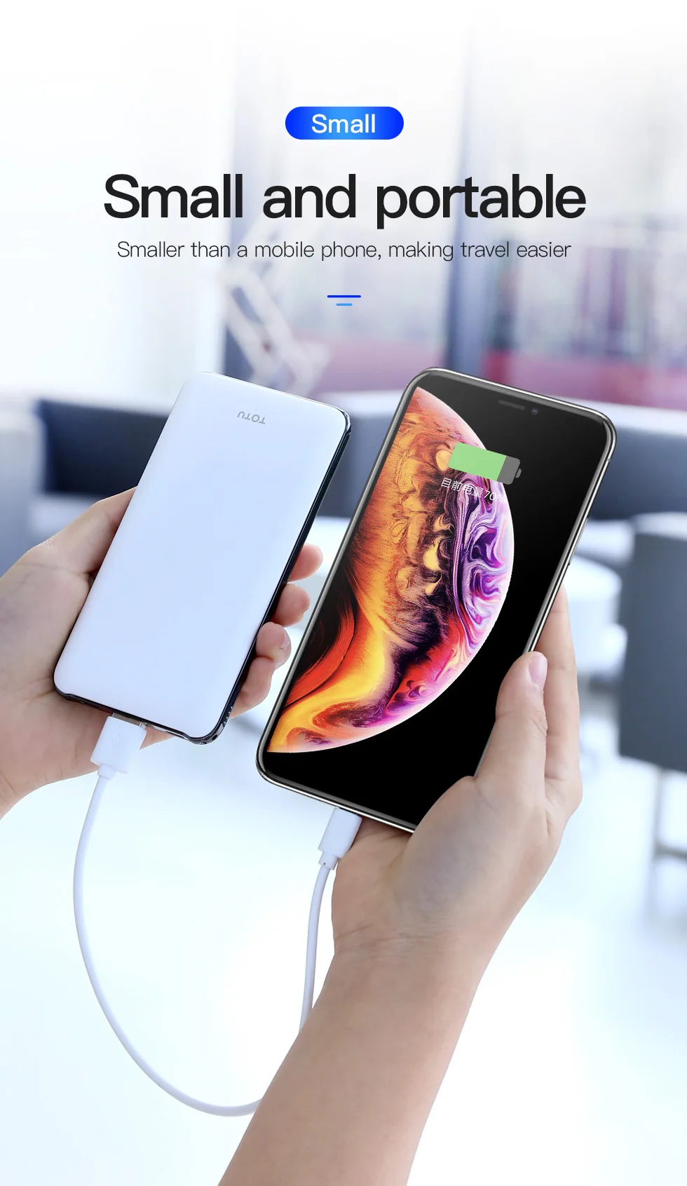 Ультра тонкий 10000 мАч запасные аккумуляторы для телефонов iPhone Xiaomi Mi Тип usb C быстро 10000 Портативный внешний батарея зарядное устройство