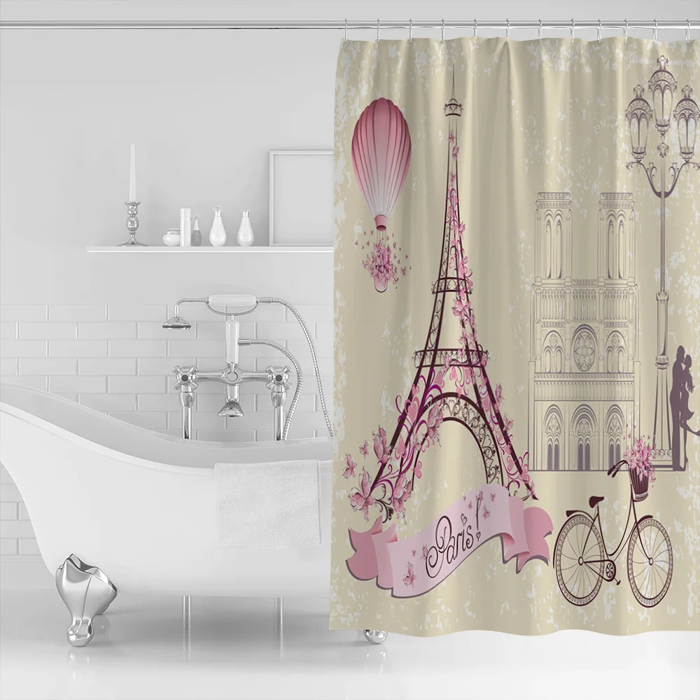 OURHouse Французский Париж башня занавеска для душа ткань Ванная комната