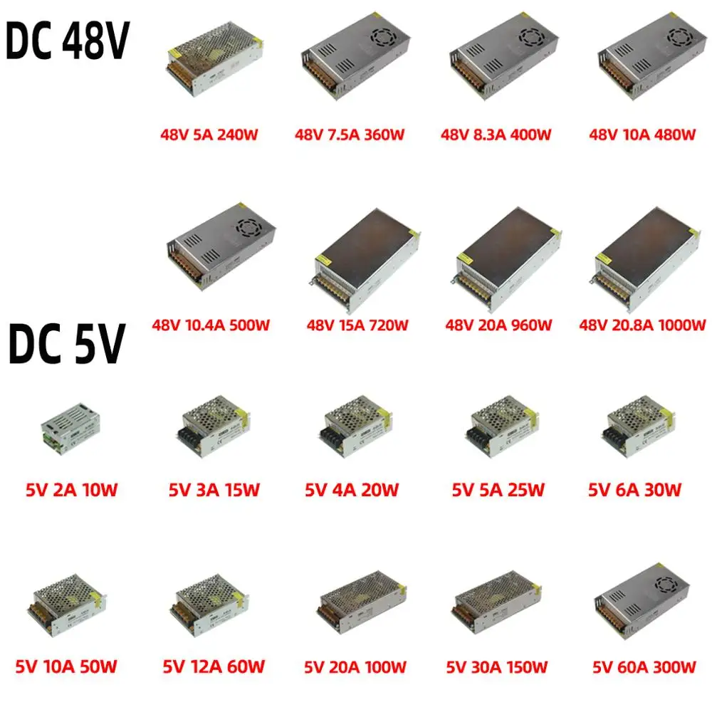 Kaypw Switching Power Supply Light Transformer AC 110V 220V To DC 5V 12V 24V 48V Power Supply Source Adapter For Led Strip CCTV