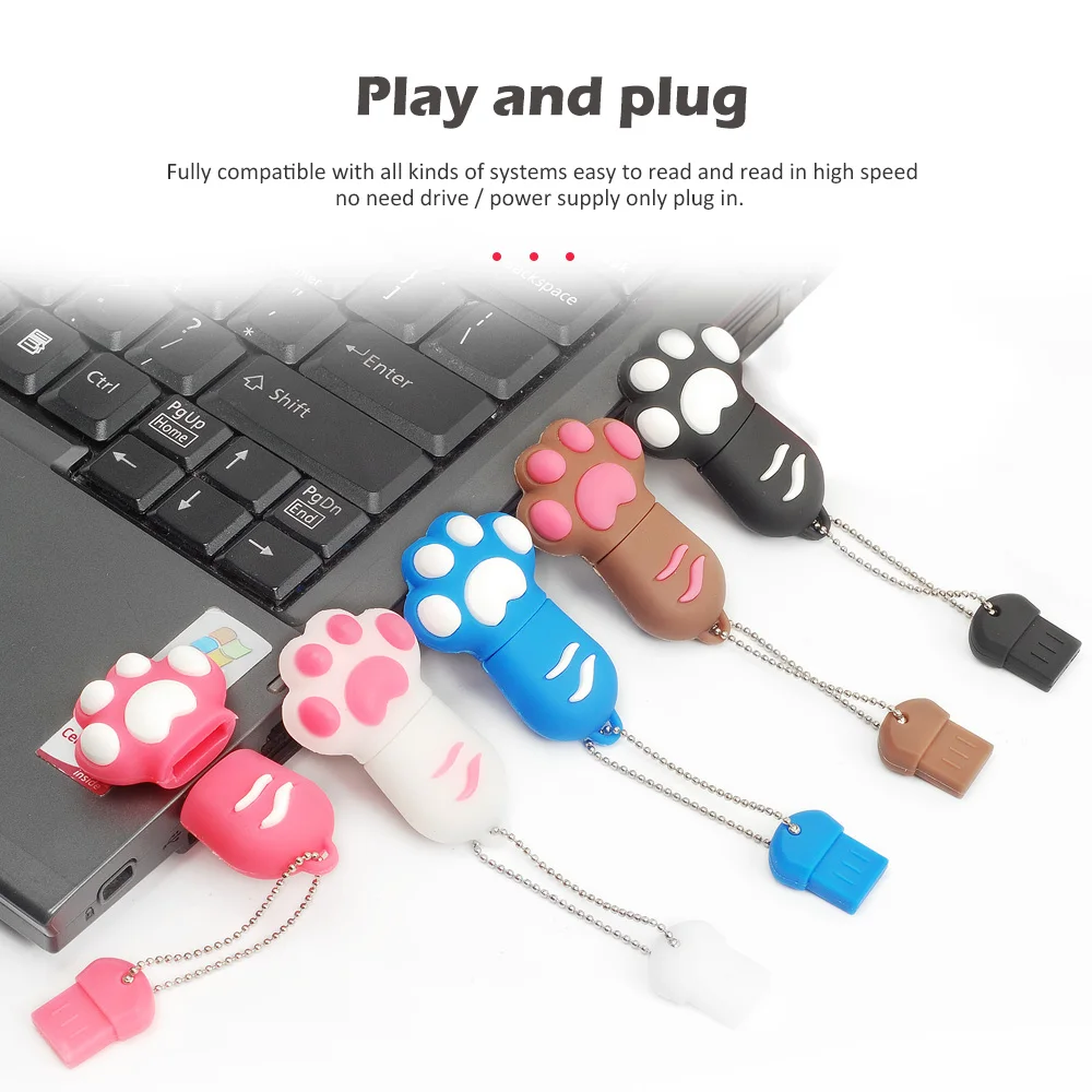 USB-флеш-накопитель LEIZHAN в виде кошачьей лапы 4 ГБ 8 16 32 64 | Компьютеры и офис