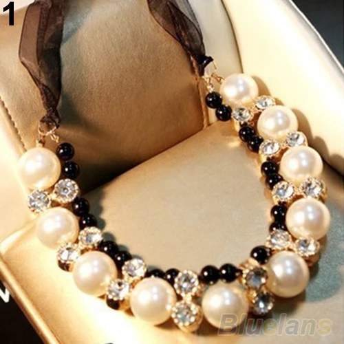 Двухрядная Регулируемая ленточная цепь жемчужное колье под шею для женщин 091Z |