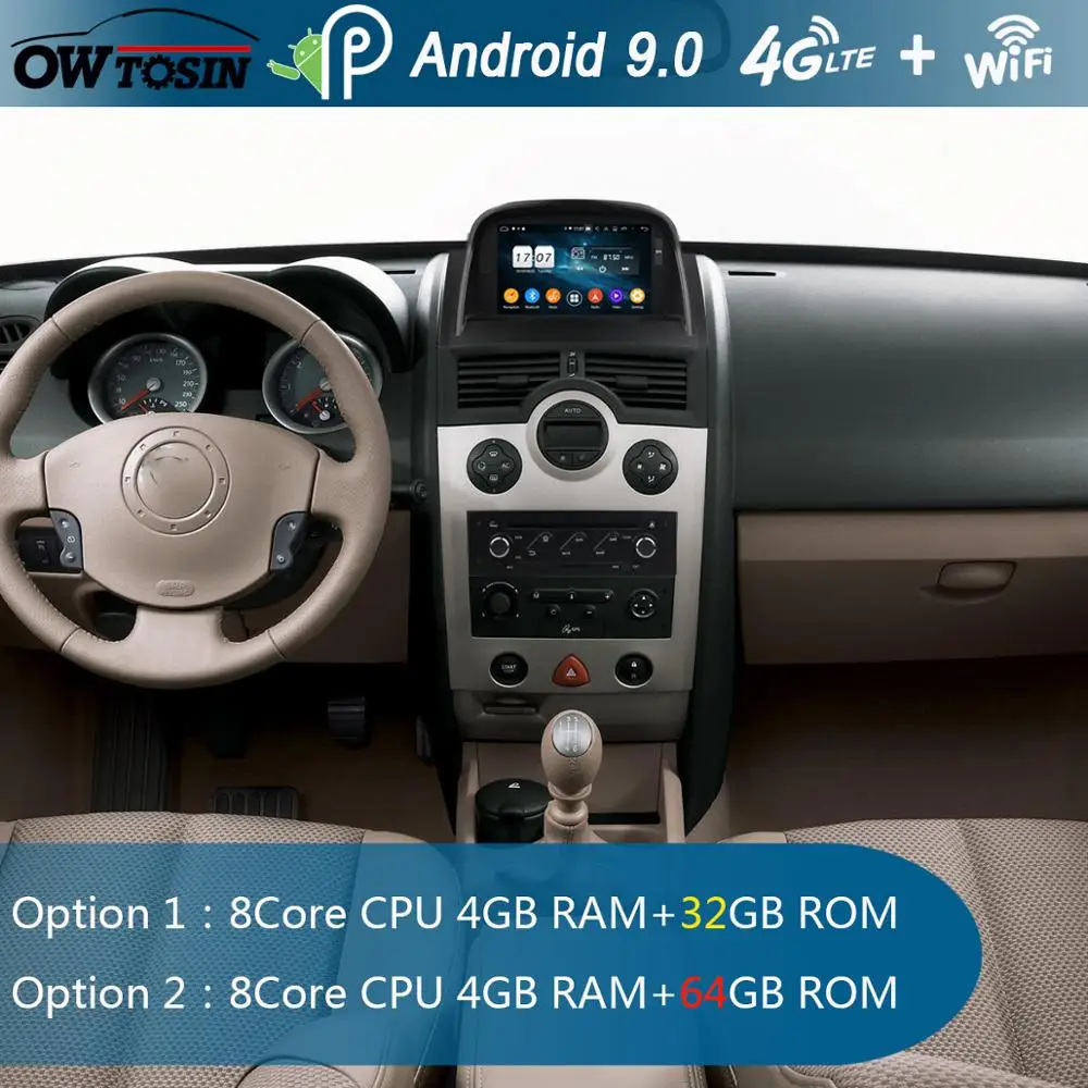 Автомагнитола 7 &quotIPS1024 * 600 8 ядер 4 Гб ОЗУ + 64 ПЗУ Android 9 0 для Renault Megane II 2004 2009 CarPlay Parrot BT