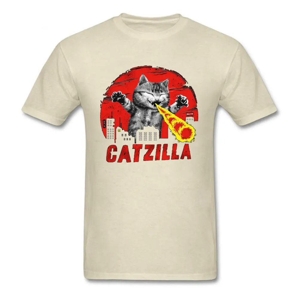 Catzilla Cat Feline пламенный Милая футболка с изображением монстра для мужчин Забавный котенок Neko комикс Новое поступление модные повседневные топы с 3D принтом Футболка