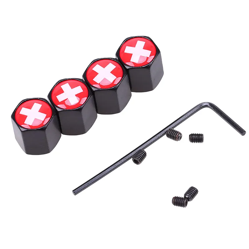 Switzerland flag POSSBAY 4 шт./компл. Анти-кражи шапки турецкий/Австралии/Englang/Швейцарии, Норвегии, Израиля, лоскут логотип воздушный клапан шапки шины для легковых автомобилей крышка рулевого колеса - Цвет: Switzerland flag