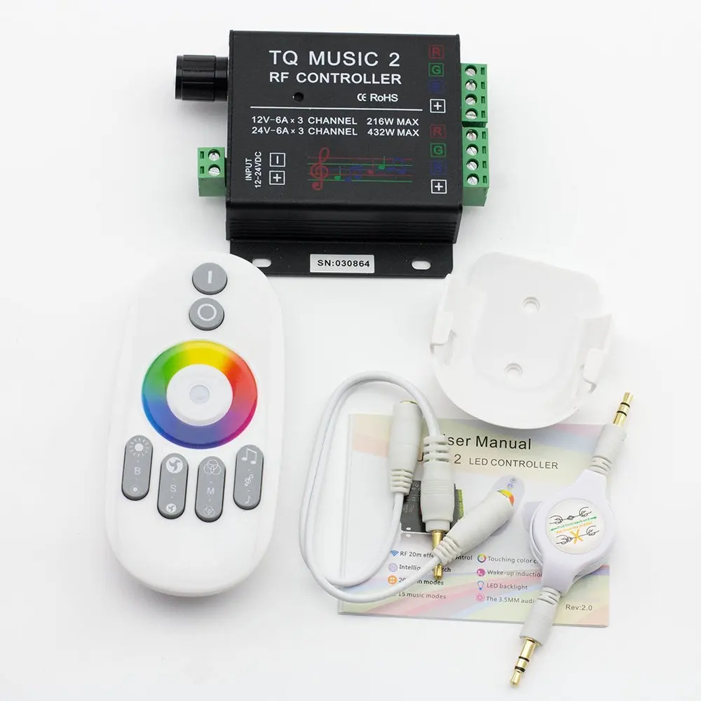 

LED RGB Music Touch Controller RF Sensitivety Backlight RF Remote Touching Color 3.5MM Audio 15 Music Modes LED Light Strip