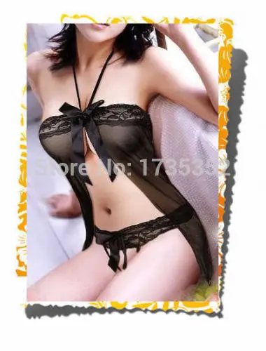 

Bows Hot Babydoll Lace Women Sexy Sleepwear Lingerie G-String Lady Nightwear Set