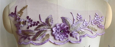 light purple 3D нашивка Цветы Кружева Аппликация Жемчуг бисером Цветочная вышивка костюм с патчем свадебное платье Декор Кружева ткани аппликация - Цвет: light purple