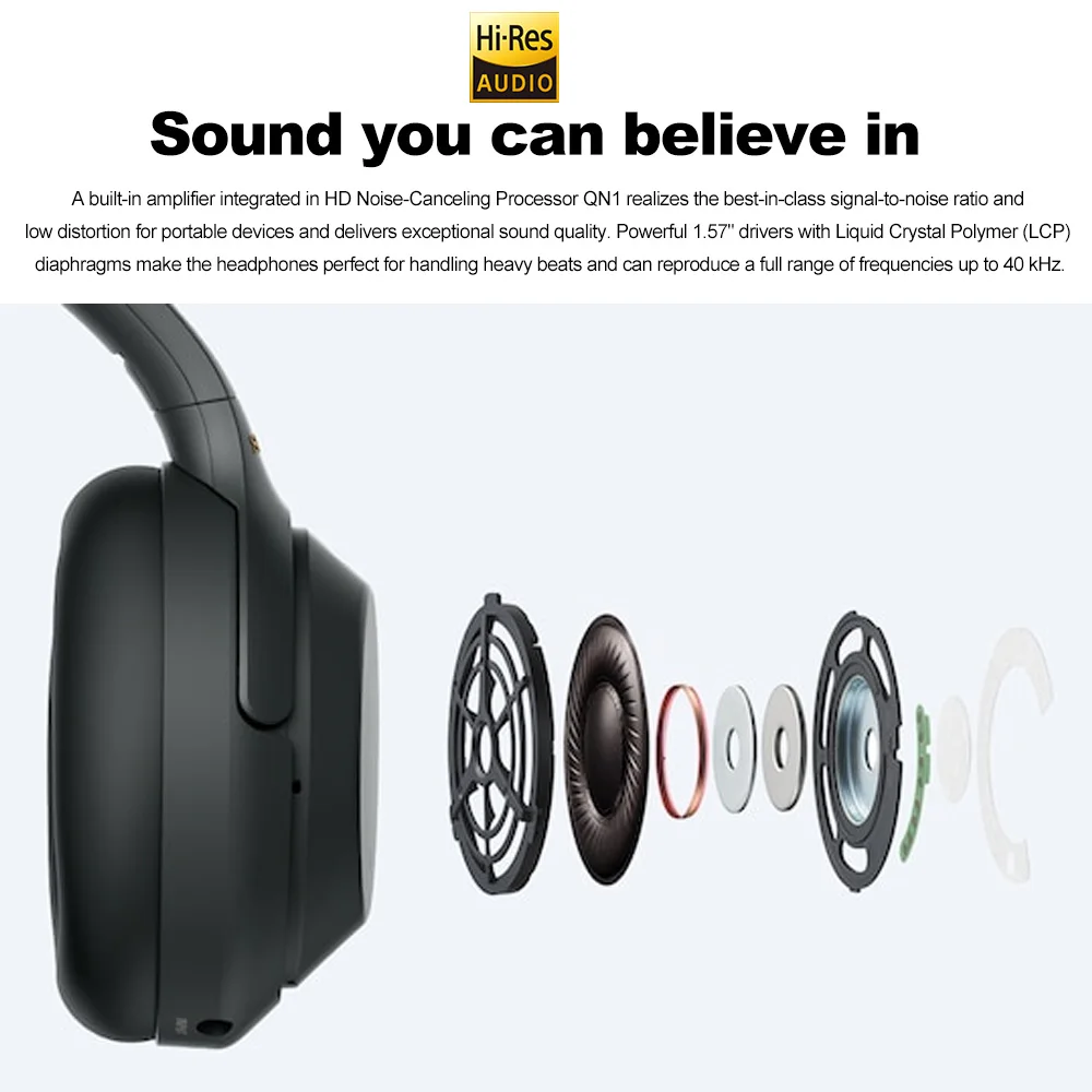 Беспроводные bluetooth-наушники SONY WH-1000XM3, накладная гарнитура, интеллектуальная шумоподавляющая NFC сенсорная панель, громкая связь
