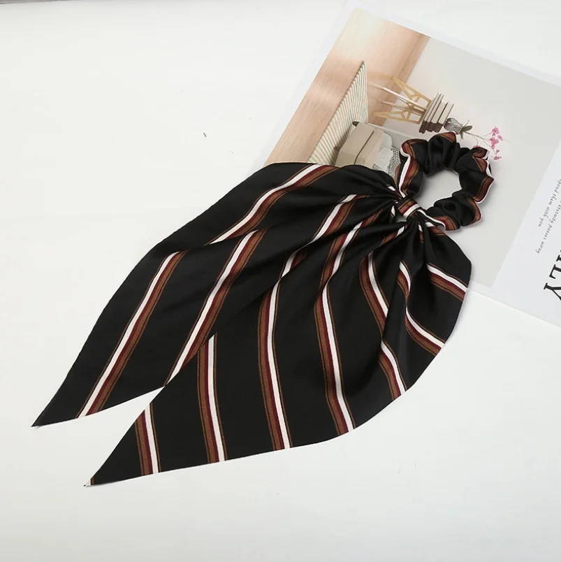 Bohemian Chiffon Flower Shrink Scarf Hair Band Ponytail Entrainment Bow Floral Print Hair Bundle Rope