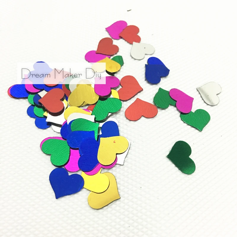 

500pcs/lot Heart Shape Mix Color handmade paillette 12*15mm loose sequins for craft Kids DIY Decoration Confetti