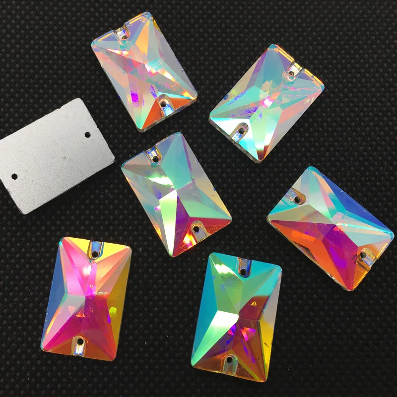 AB/Clear 8x10 мм ~ 18x25 прямоугольные пришитые Стразы стеклянные хрустальные стразы