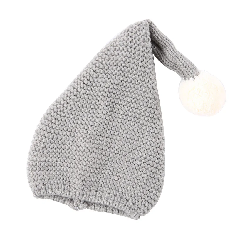 Gray baby hat Рождественская Детская шапка для девочек с помпоном; зимняя шапка для маленьких мальчиков; реквизит для фотосессии; карамельный цвет; Младенческая шапочка; Детские аксессуары - Цвет: Gray baby hat