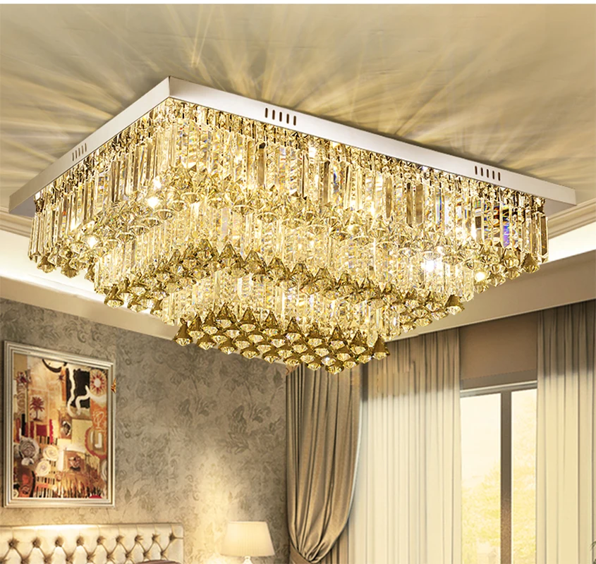 

Crystal Lamps Living Room Lamps Rectangular light Modern Simple LED Ceiling Lamps Continental Atmosphere Bedroom Restaurant led
