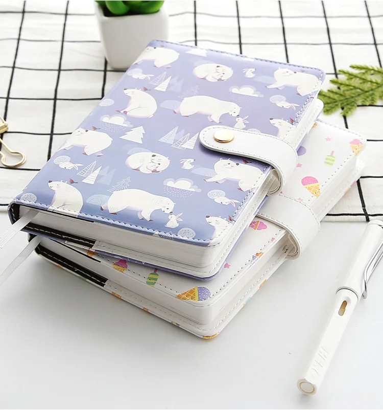 A5 Kawaii книга в твердой обложке из искусственной кожи медведь мороженого Тетрадь блокнот Цвет бумажный Дневник Книга Школа планирования канцелярские принадлежности канцелярские товары