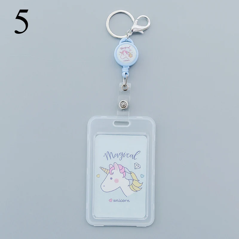 5 Kawaii Unicorn выдвижной значок милые, Мультяшные, прозрачные карточки ID держатель пряжки Имя тег держатель для карт для подарков - Цвет: 5