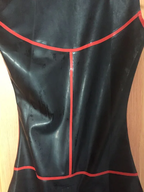 Сексуальное женское латексное боди с красной отделкой без рукавов на заказ|bodysuit