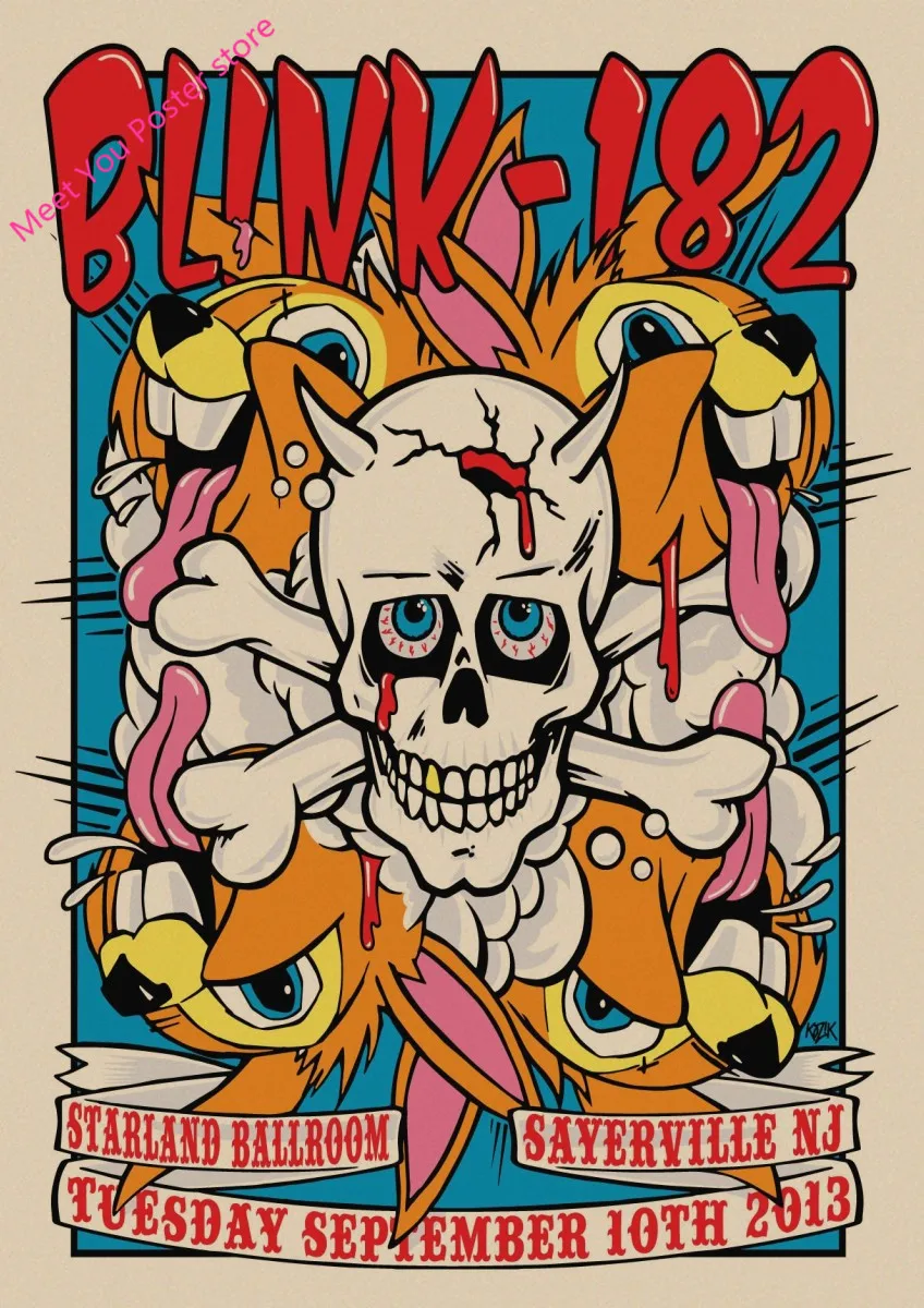 ВИНТАЖНЫЙ ПЛАКАТ Blink 182 рок-группа крафт ретро панк-рок плакат Европейская и американская музыкальная команда звезда рисунок Ретро плакат 1