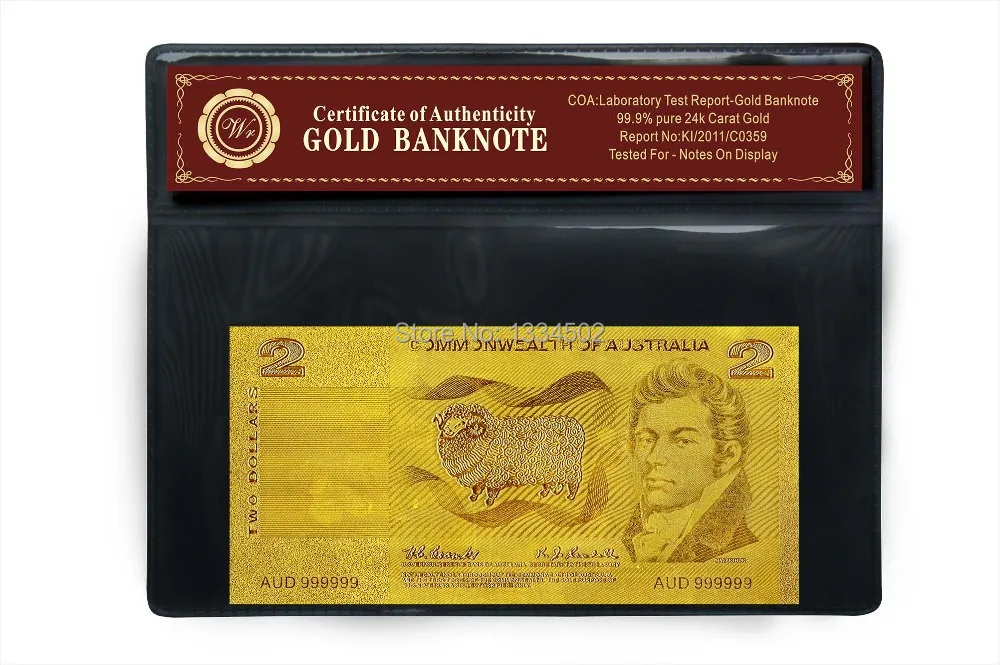 Позолоченная банкнота в подарок старая AUD2 фунта стандартный лист из золотой