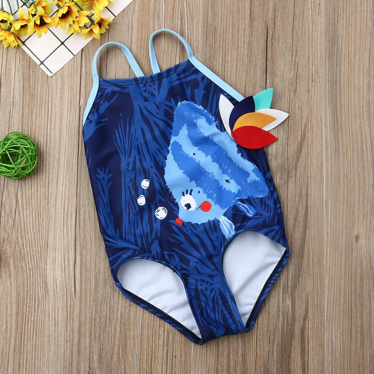 2019 летнее милое Бикини для новорожденных девочек с цветными рыбками и цветочным