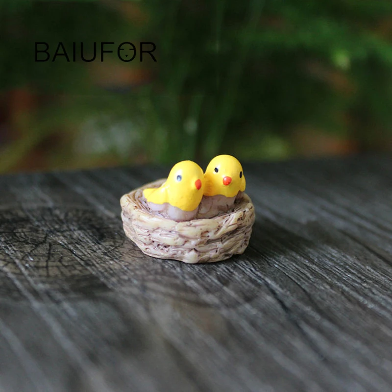 Птица Семья мини смолы Животные Сказочный Сад миниатюры DIY Кукольный