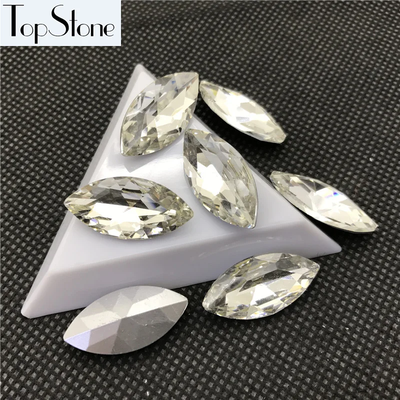 Кристаллы TopStone Crystal Clear Navette Необычные камни с задней стеклянный лошадиный глаз 3x6